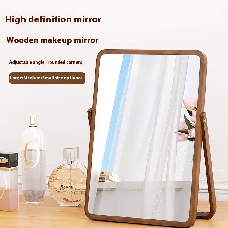 Gương trang điểm để bàn gỗ nguyên khối, gập lại, treo tường, di động, HD