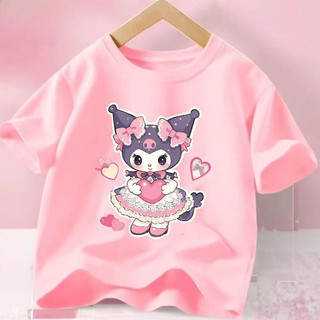 2025 Kuromi Girls Hoạt Hình Mùa Hè Tee Áo Sơ Mi Tay Ngắn Dễ Thương Và Nhẹ Cho Trẻ Em