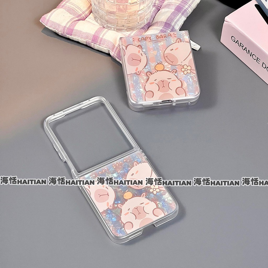 Thích Hợp Cho Samsung Galaxy Z Flip7 Flip6 Hoạt Hình Dễ Thương Họa Tiết Capybara Vỏ Điện Thoại Cho ZFlip 7 6 5 4 3 5G N3Flip MixFlip Dây Gấp Bảo Vệ Cứng
