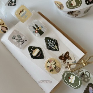 Washi tape mùa xuân Rabbit Flower Story Yier cắt viền chiết 1M