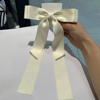 Kẹp Tóc Thanhtao Lụa Ruy Băng Satin Màu Hồng Với Chiếc Nơ Kim Cương Giả