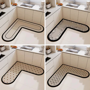 Thảm Lót Sàn Nhà Bếp Hình Góc Thấm Hút Nước Nhà Bếp, Chống Trơn Trượt, Thảm Lau Chân Decor Phòng