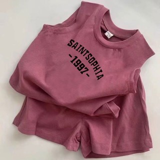 Bộ quần ngắn tay + quần bé trai bé gái Bộ quần Short Vest không tay Amoi Bộ hai mảnh in hoạt hình