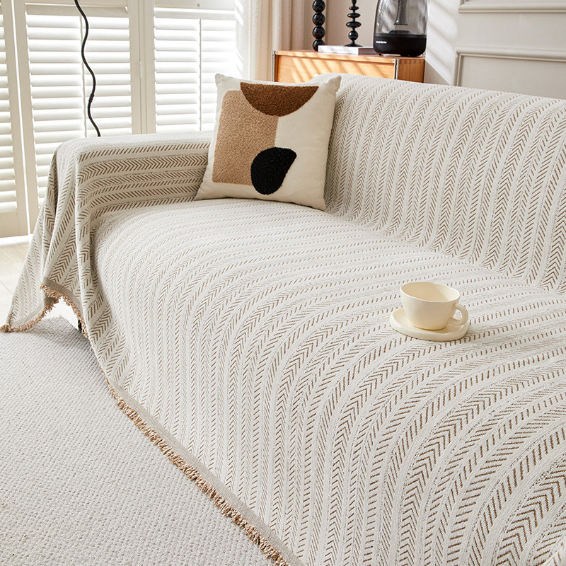 Bọc Sofa Chăn Sofa Màu Trơn Họa Tiết Xương Cá, Vải Chenille Đa Năng Chống Trơn Trượt, Máy Có Thể Giặt Được, Vỏ Sofa 2 Và 3 Chỗ Khăn Trải Sofa