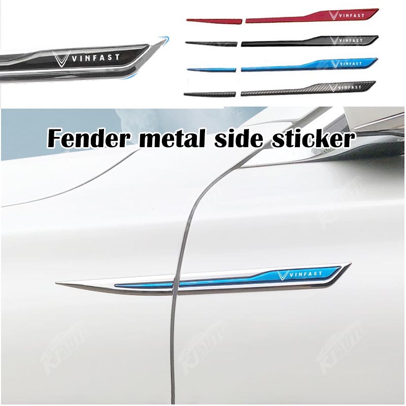 Vinfast Xe Fender Kim Loại Biểu Tượng Miếng Dán 3D Phong Cách Lưỡi Dao Bên Huy Hiệu Viền Phụ Kiện Trang Trí Cho Vf 8 Vf 9 Vf E34 Lux A Fadil President SA VF E34