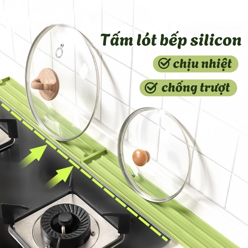 Tấm Lót Silicon Để Nắp Nồi Chống Trượt Chịu Nhiệt DinoHome, Miếng Kê Nắp Nồi Nhà Bếp Đa Năng