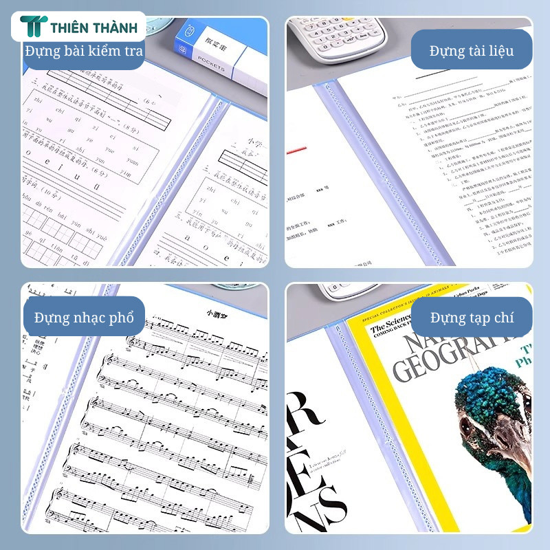 File Lá Tài Liệu A4 (30/60 Lá) - Bìa Đựng Hồ Sơ Chống Thấm Nước, Túi Trong Suốt, Lưu Trữ Giấy Tờ Bền Đẹp