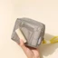 Túi đựng mỹ phẩm FAVORITEGOODS, Túi đựng chìa khóa son môi lưới dung tích lớn, màu xám vuông có tay cầm có dây kéo Ví đựng tiền xu