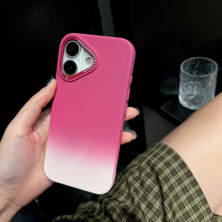Ống Kính Kim Cương Gradient Hồng Tím Màu Silicon Mềm Ốp Lưng Điện Thoại iPhone 16Promax 15Promax 12 13 14 Pro Max Chống Sốc Nam Nữ Vỏ Di Động