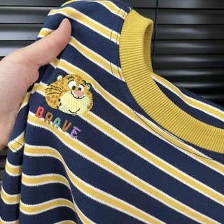 Áo thun bông nguyên chất sọc ngắn tay có hình hoạt hình Judy thỏ từ Crazy Animal City