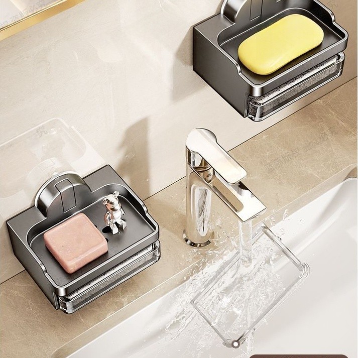 Đĩa xà phòng mới bằng nhựa, Cốc hút hấp phụ mạnh, Hộp đựng xà phòng không đục lỗ, Giá xả xà phòng chậu rửa