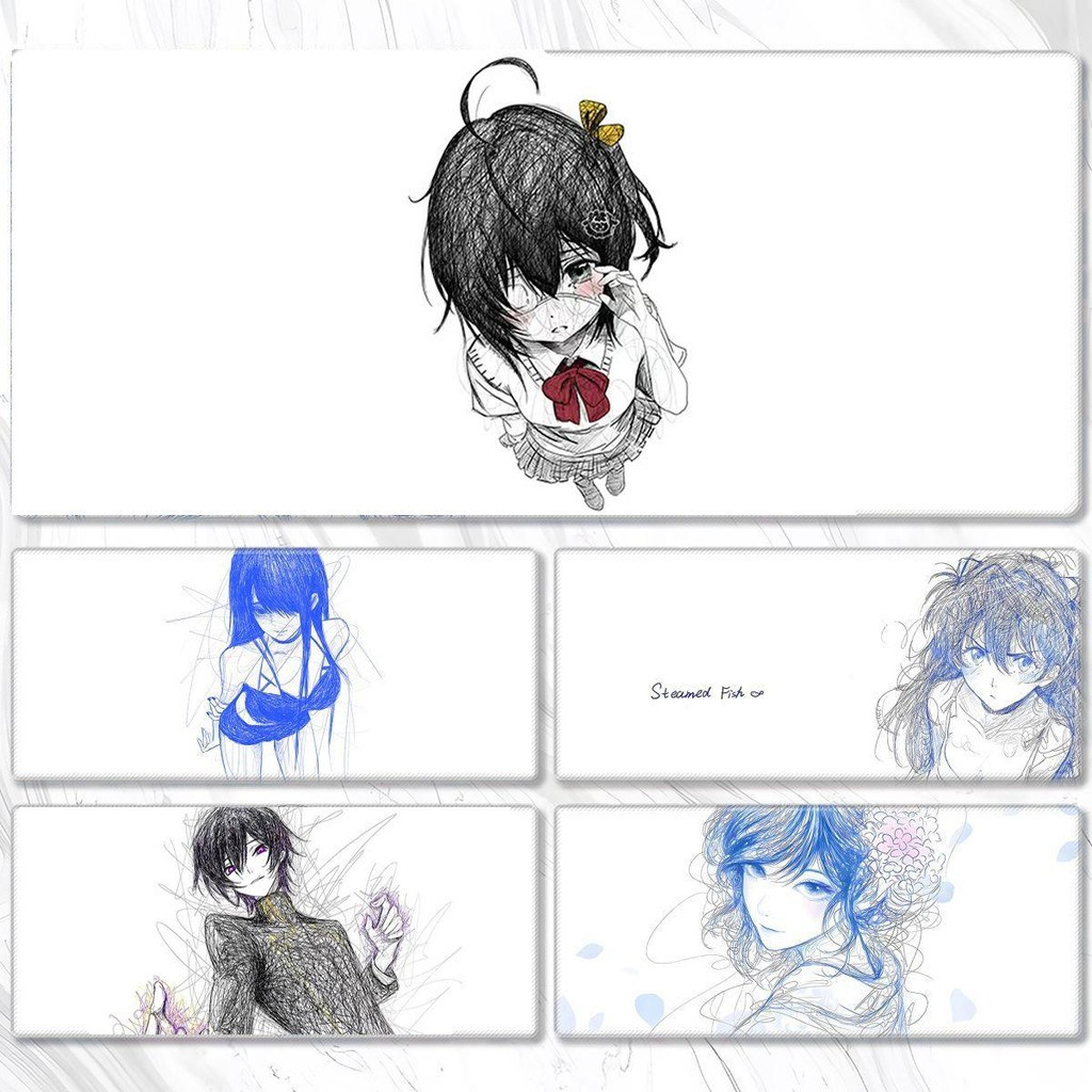 Miếng lót chuột Anime Chaotic Lines 90x40cm | Thảm để bàn phác thảo trừu tượng | Phong cách nghệ thuật Doodle | Chống trượt dày 3mm để chơi game
