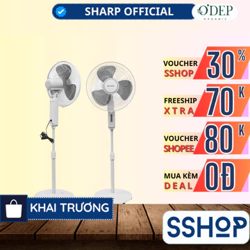 Quạt đứng 55W 3 cánh quạt Sharp, sải cảnh rộng, lưu lượng gió làm mát cho diện tích rộng PJ-S40MV-LG - SSHOP SSO