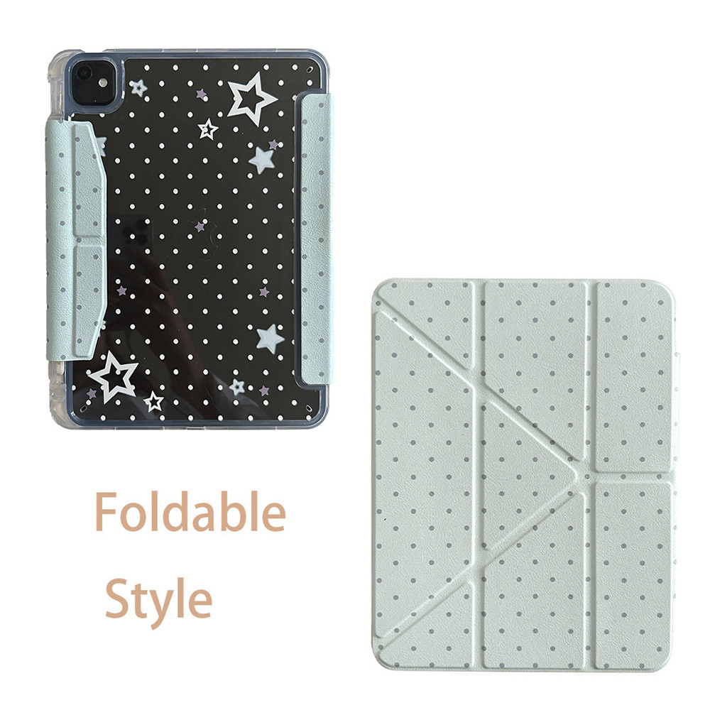 Ốp điện thoại gấp ba chữ Y màu xanh lá cây cho Mini6 Mini7 A17Pro IPad 5 6 7 8 9 10 11 A16 Air 2 3 4 5 6 7 Air 11 M2 M3 Pro10.5 Pro11 2018 2020 2021 2022 M4 Pro13 Khe cắm bút chì 2024
