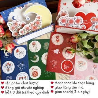 Thiệp Chúc Mừng Sinh Nhật Vintage Xinh Giấy Hoa Hồng Đỏ Hoàng Tử Bé Tặng Kèm Sticker Timo GQ56