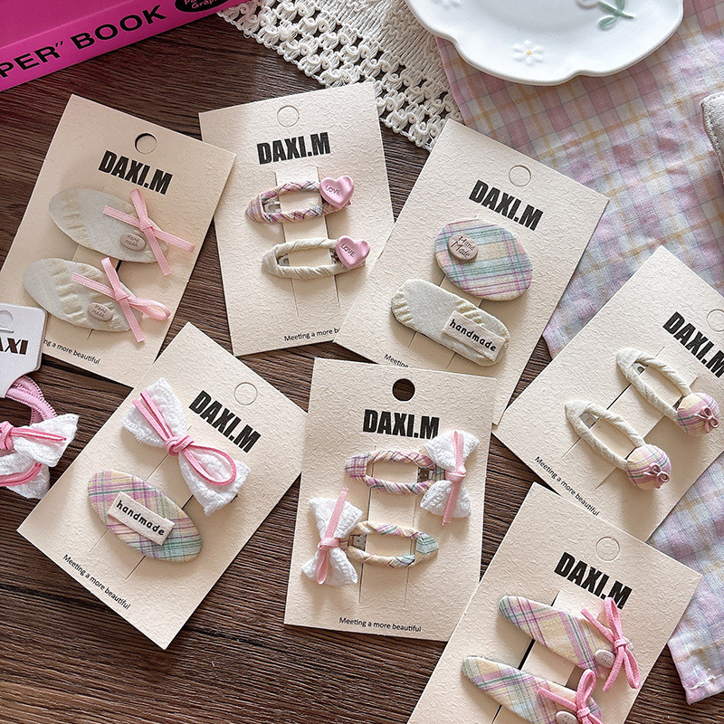 Kẹp tóc Girls Bangs Kẹp tóc kẻ sọc màu hồng