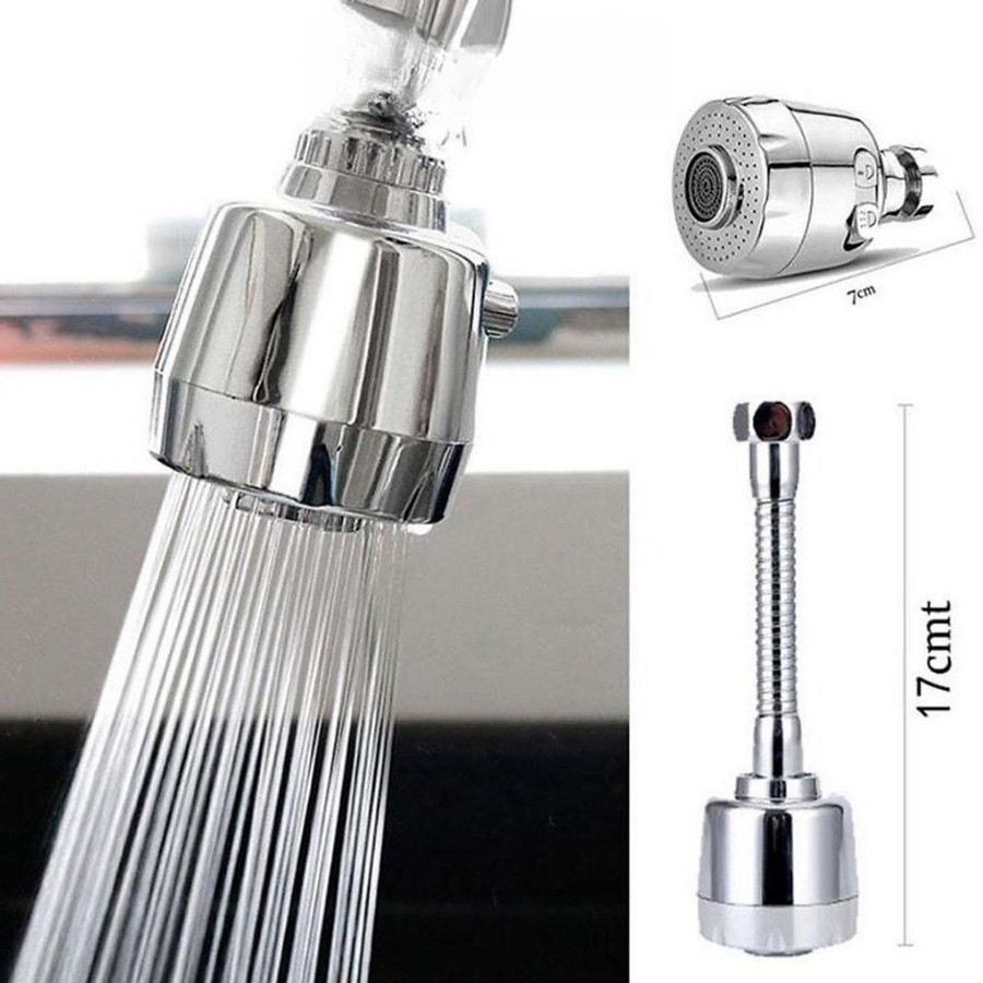 Đầu nối vòi nước tăng áp xoay 720 độ lắp vòi nước chậu rửa bát chén với 2 chế độ nước chảy