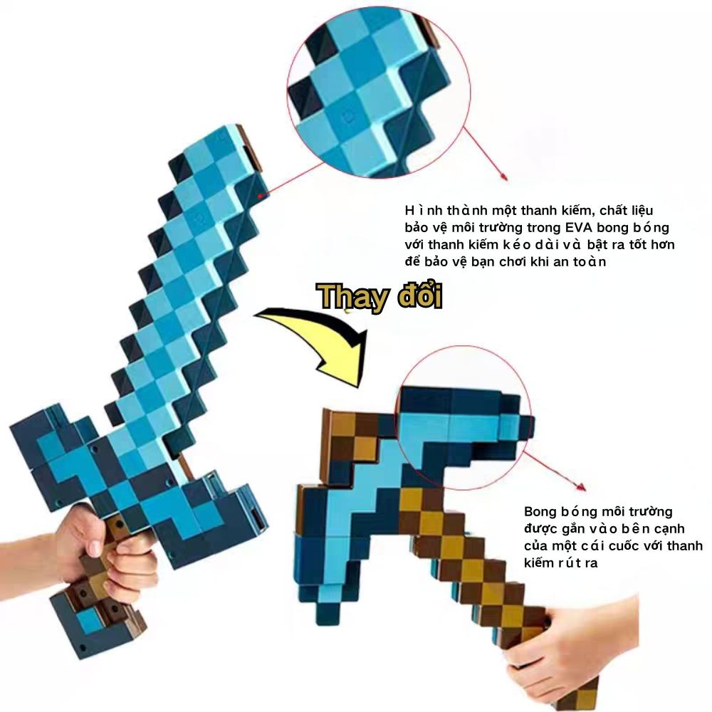 45cm Pixel World Toy Sword Weapon Eva Bọt Diamond Sword Axy Đồ chơi cho trẻ em Quà tặng