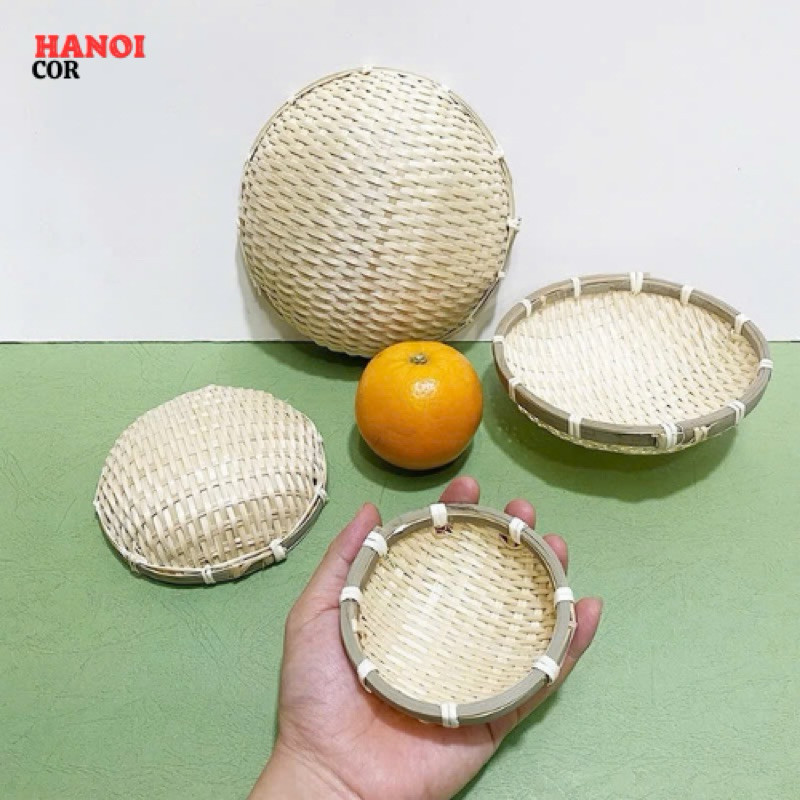 Rổ tre tròn mini đựng hướng dương, đồ ăn, decor trang trí phụ kiện chụp ảnh