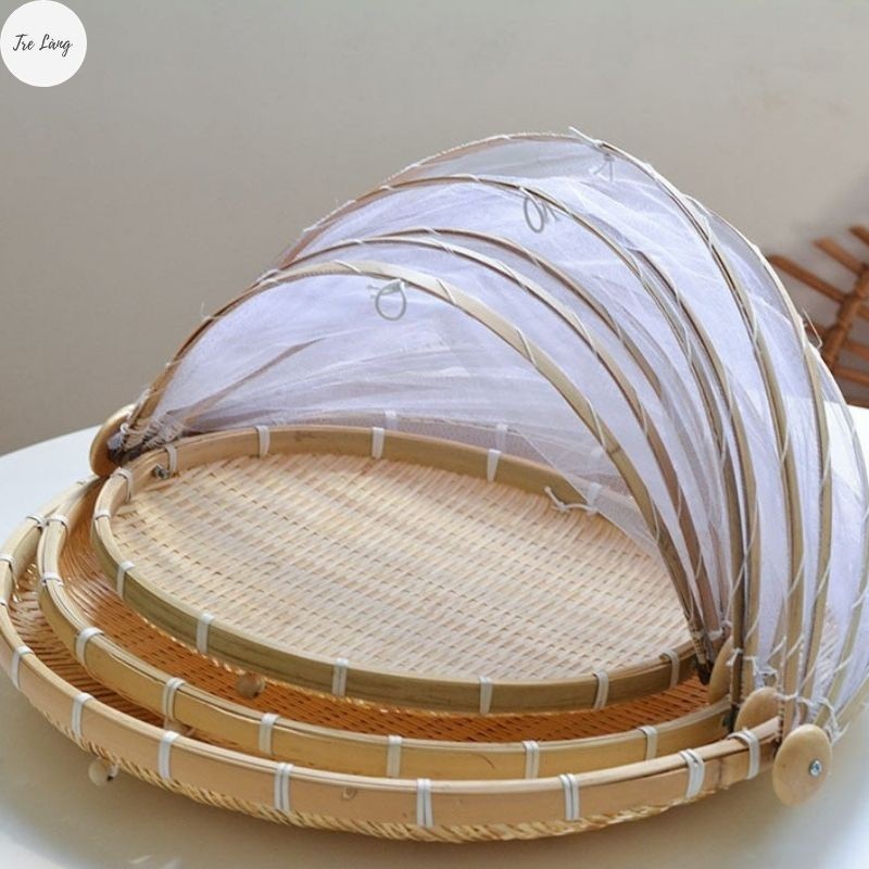 Lồng bàn tre, mẹt lồng bàn gấp gọn decor nhiều Size thân thiện với môi trường
