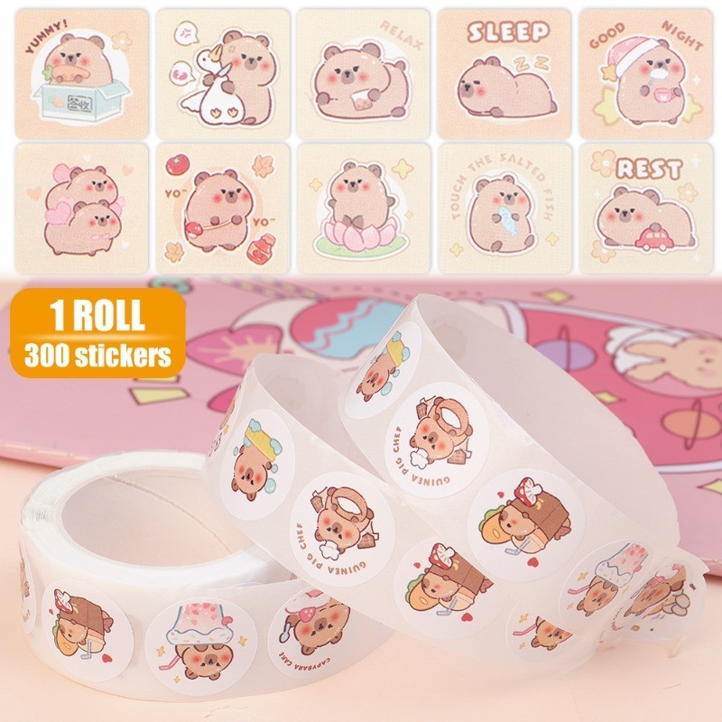 [Nổi bật] Bánh ngọt niêm phong Capybara - Nhãn dán hoạt hình - Đồ dùng văn phòng trường học - Miếng dán tài khoản tay tự dính - Văn phòng phẩm dành cho học sinh - Trang trí thân cây cốc nước