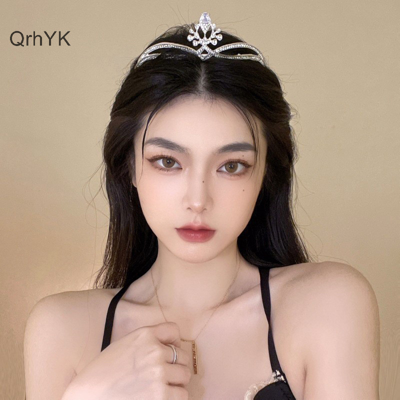Thời Trang Nhà Máy Ánh Sáng Pha Lê Vương Miện Tiara Cho Nữ Cô Gái Cưới Thanh Lịch Kim Cương Giả Cô Dâu Vương Miện Phụ Kiện Tóc Dự Tiệc Trang Sức QrhYK