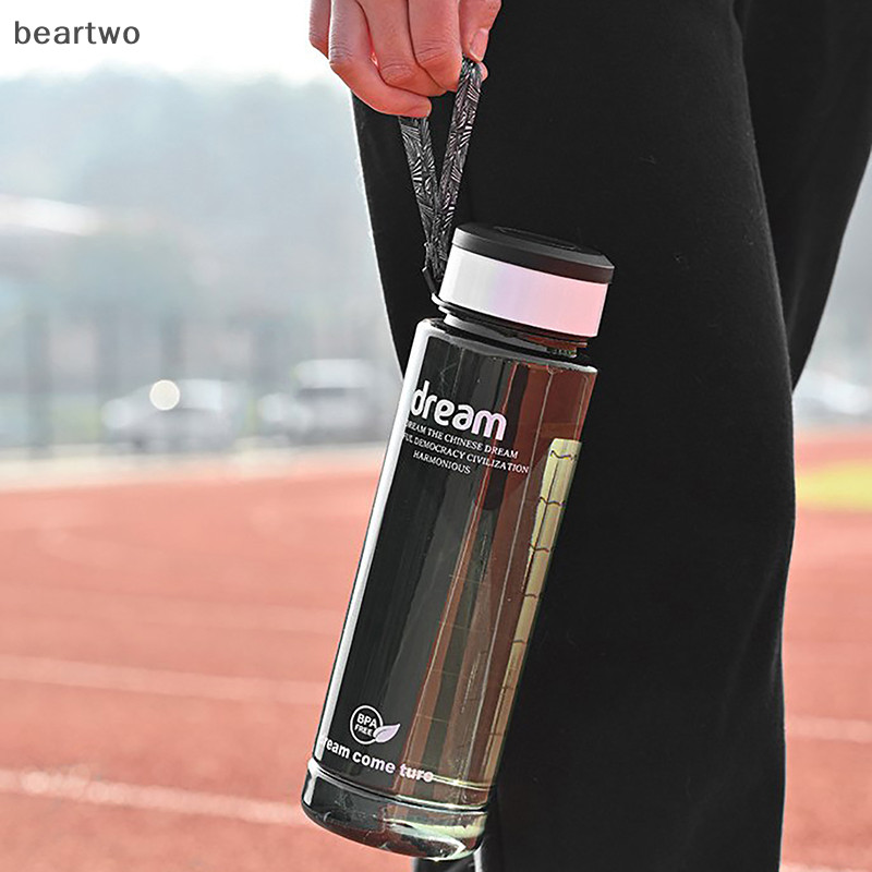 < Beartwo > Bình Nước Trong Suốt Vuông Nhựa Uống Ngoài Trời Nước Lạnh Sữa Thể Thao Chai Có Dây Di Động Chống Rò Rỉ Nước Đẹp