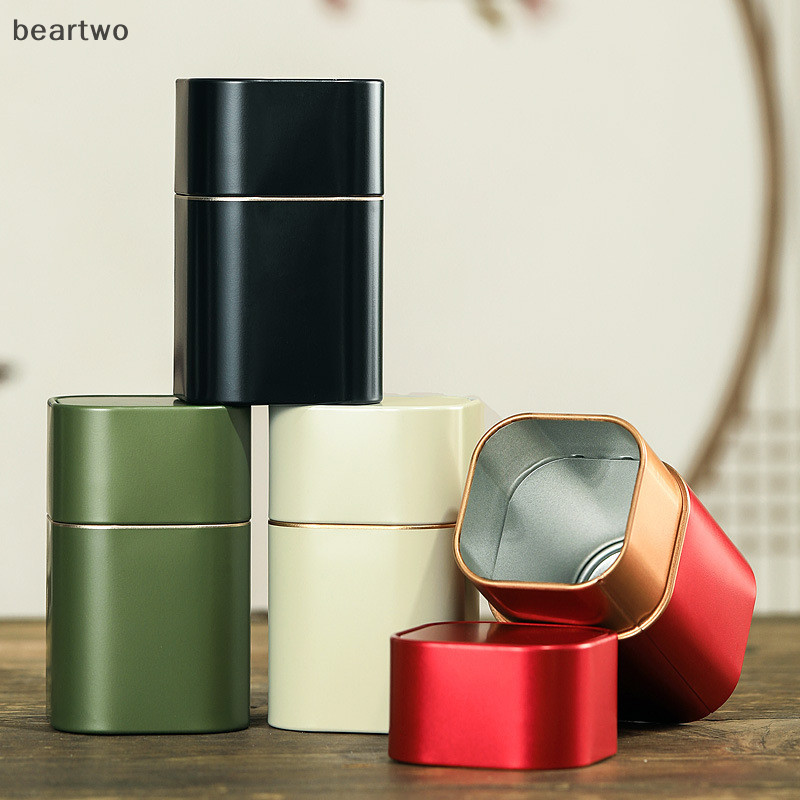 < Beartwo > Hộp Trà Di Động Trà Màu Trơn Hộp Kín Bộ Đồ Trà Hộp Đựng Thiếc Có Thể Cà Phê Đường Hộp Bảo Quản Nhà Bếp Đẹp