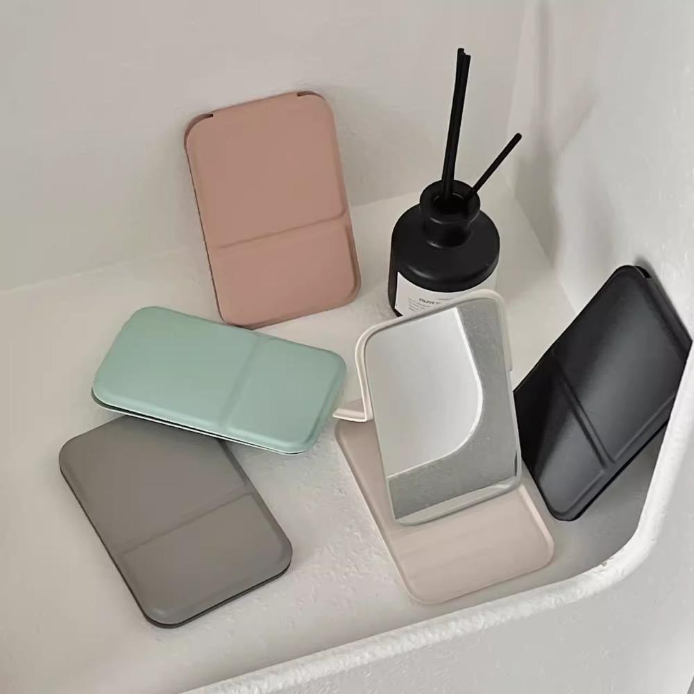 Gương để bàn Mini EBINLANDS, Gương trang điểm cầm tay đứng di động, Gương gấp bỏ túi màu trơn nhỏ đơn giản Trang trí máy tính để bàn
