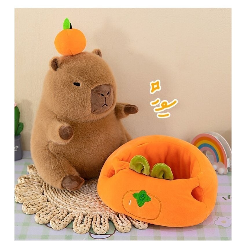 Capybara Cam Gấu Bông Capybara Đeo Phao Cam Dễ Thương Capybara Cam Đeo Phao Mẫu Mới Chất Liệu Vải Lông Thỏ Cao Cấp