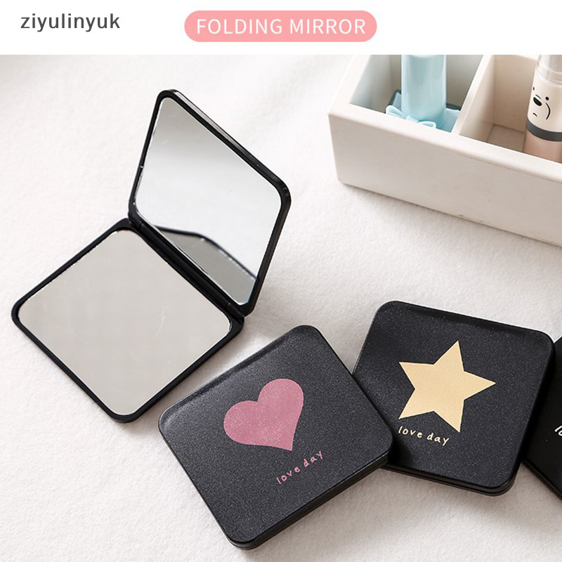 Ziyulinyuk Gương trang điểm có thể gập lại Gương trang điểm vuông Gương trang điểm Gương trang điểm cầm tay EN