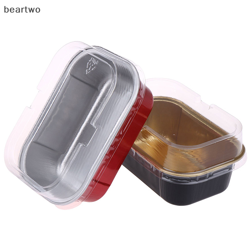 < Beartwo > 10 Cái Khuôn Nướng Bánh Giấy Nhôm Hình Chữ Nhật Có Nắp Dụng Cụ Làm Bánh Ngọt Đẹp