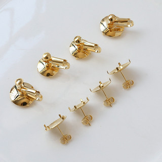 Bông tai lưới đồng mạ vàng thật hình hoa sen, DIY handmade, không đau tai