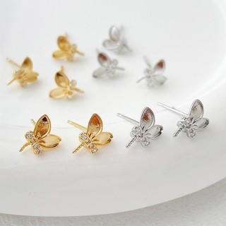 14k Vàng Đóng Gói Màu Giữ Kẻ Sọc Zircon Mạ Vàng Thật Thỏ Bông Tai diy Handmade Trang Sức Bông Tai Phụ Kiện Chất Liệu