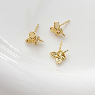 14k Vàng Đóng Gói Màu Giữ Kẻ Sọc Zircon Mạ Vàng Thật Thỏ Bông Tai diy Handmade Trang Sức Bông Tai Phụ Kiện Chất Liệu