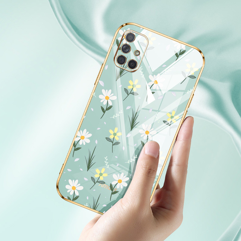 Ốp Điện Thoại YBD Cho Samsung Galaxy A31 A51 A71 4G M51 M31 Prime M30S Hoa Nhỏ Sang Trọng Mạ Điện Silicon Chống Rơi Vỏ Bảo Vệ Điện Thoại