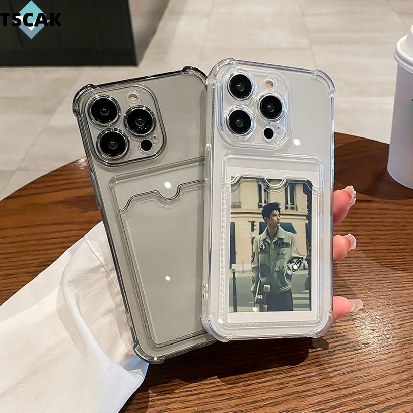 Hộp Đựng Thẻ Cho Redmi A3 13C 12 12C K70E K60 K50 Ultra Ốp Điện Thoại Trong Suốt Jelly Màu Kẹo Bảo Vệ Ống Kính Máy Ảnh Túi Khí Chống Rơi TPU Khe Cắm Thẻ Bao