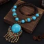 Vòng cổ mặt dây chuyền Bohemian GỖ NHẤT, Quà tặng Vòng cổ hợp kim Bohemian, Trang sức cổ điển chất lượng cao Vòng cổ dài ngọc lam cho bé gái