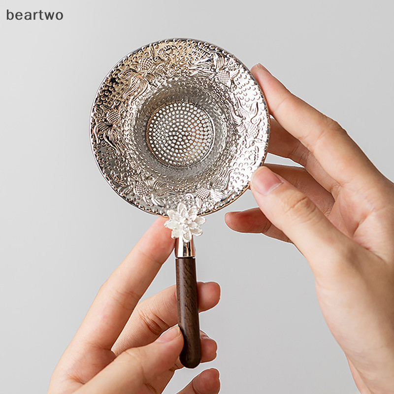 < Beartwo > Lưới kim loại Bộ lọc trà bằng thép không gỉ Sàng lọc Teaware Ren Trà thoát nước hữu ích Phụ kiện nhà bếp Đẹp