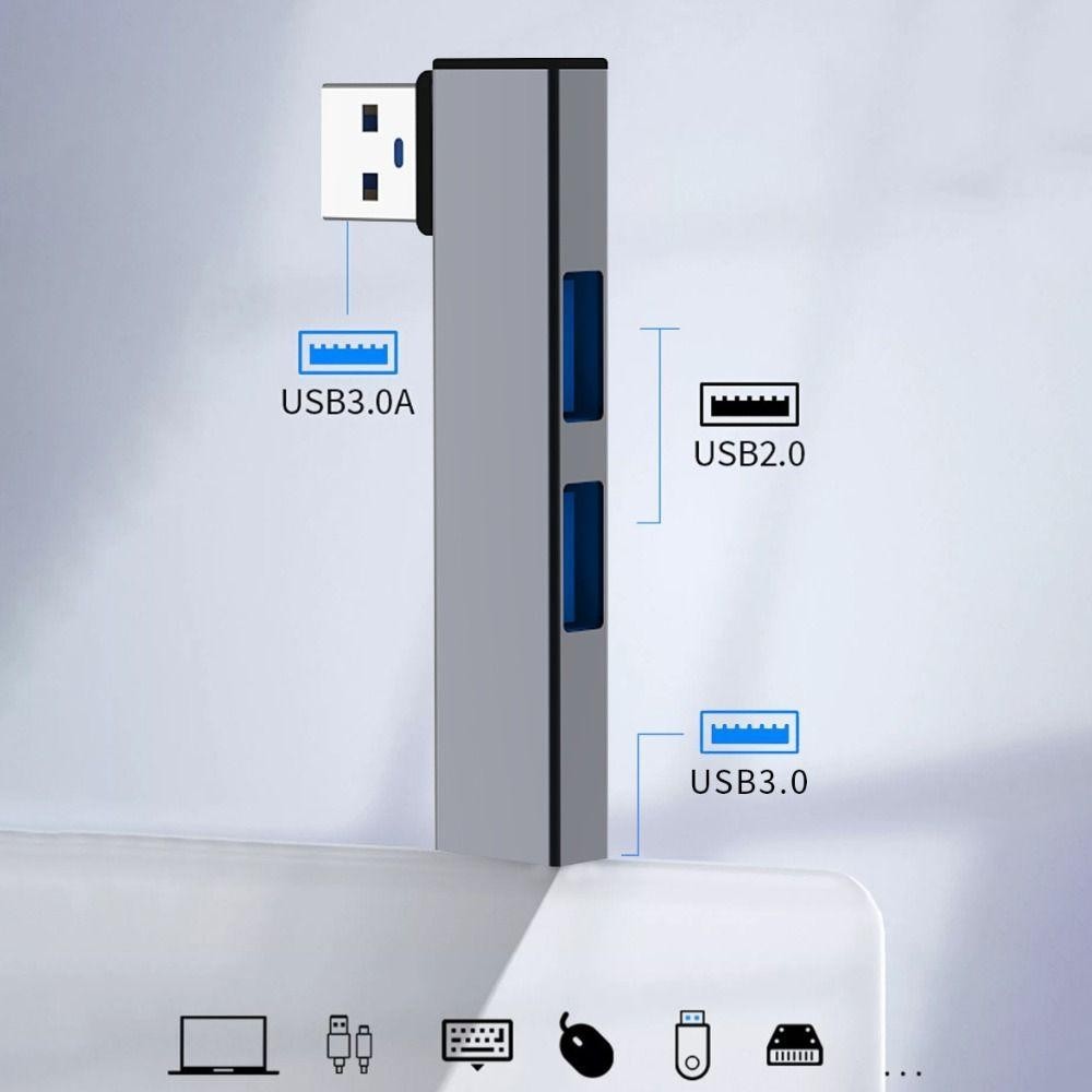 Bộ chia SLICELLIFE Type-C, HUB USB-C Khuỷu tay tốc độ cao, Máy tính xách tay đa năng 3 TRONG 1 Hợp kim nhôm Bộ chuyển đổi OTG Phụ kiện máy tính