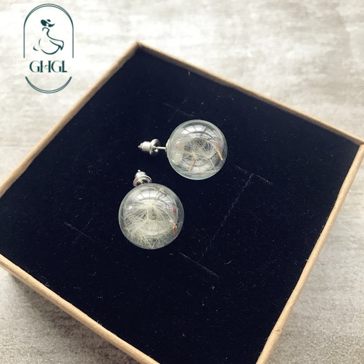 Hàng có sẵn Bông tai nữ hoa khô Bồ công anh phong cách Mori, thiết kế đơn giản thời trang