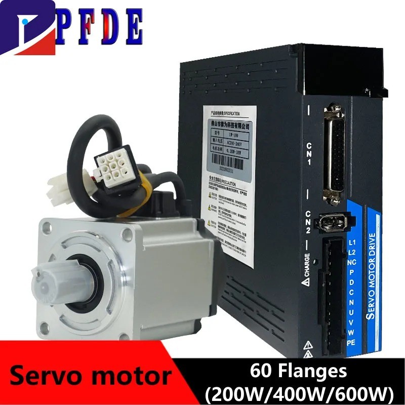 Động cơ Servo 200W 400W 600W, Servo AC 3000rpm 60 Flange driver+17-bit ...
