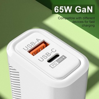Bộ chuyển đổi sạc GaN 65W, phích cắm EU/US, sạc nhanh USB-A + Type-C PD, cho điện thoại, bộ sạc USB C