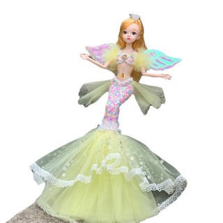 Búp bê nàng tiên cá NOOKSTORY, Đồ chơi trang điểm đa khớp thủ công DIY, 2024 45cm Trang phục cánh cổ tích Phụ kiện nhà búp bê Quà tặng