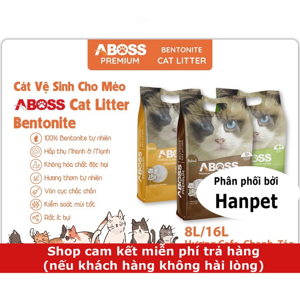 Doremiu- 2 loại KLEAN 8L ABOSS cát vệ sinh cho mèo đất sét dễ vón ít ...