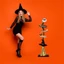 Chổi phù thủy Halloween có đèn CHEESELY, bằng gỗ có đế trang trí chổi phù thủy Halloween, Trang trí sân vườn ma chất lượng cao Chổi phù thủy có dơi cho bữa tiệc tại nhà Halloween