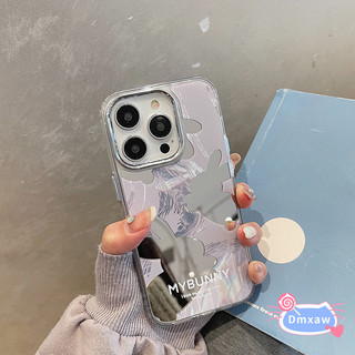 Ốp Lưng Thỏ Gương Tím Cho OPPO A60 4G A3 Pro 5G A3X Reno 12 11 Pro Reno 12F 11F A16K A16E A78 A58 2023 A18 A38 4G Vỏ Điện Thoại Dễ Thương Mạ Khung Ống Kính Vỏ Mềm Chống Rơi