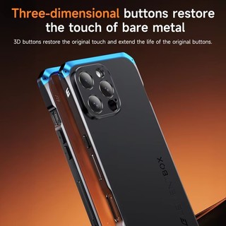 [Vỏ nguyên tố] Khung kim loại PC Ốp lưng cho iPhone 15 16 Pro Max Dải nhôm chống va chạm Silica gel Mặt sau Vỏ điện thoại