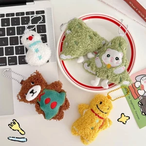 Bộ Giáng Sinh Dễ Thương Sang Trọng Đồ Trang Trí Búp Bê Móc Khóa Mềm Cuddle Ba Lô Túi Mặt Dây Chuyền Gif Trang Trí