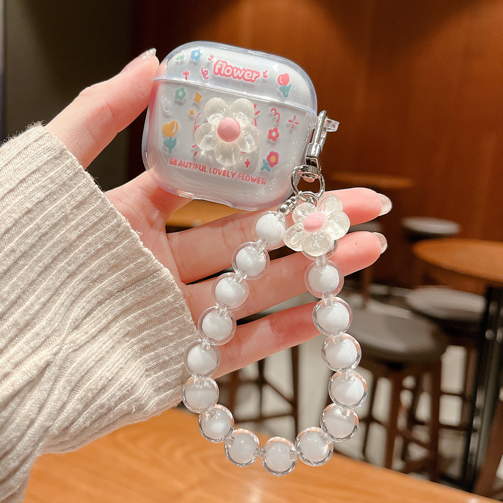 Ốp điện thoại dây chuyền treo hạt Cat + dễ thương cho AirPods 4/Pro/Pro2 Tai nghe Bluetooth không dây thế hệ 3 / 2 / 1 Vỏ mềm